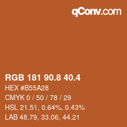 カラーコード: RGB 181 90.8 40.4 | qconv.com