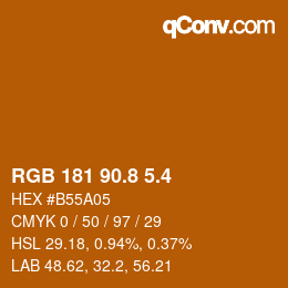カラーコード: RGB 181 90.8 5.4 | qconv.com