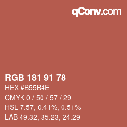 Color code: RGB 181 91 78 | qconv.com