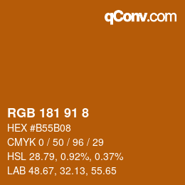 Color code: RGB 181 91 8 | qconv.com