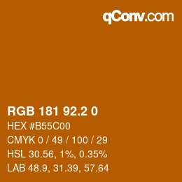カラーコード: RGB 181 92.2 0 | qconv.com