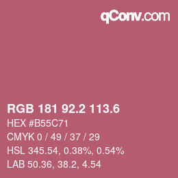 カラーコード: RGB 181 92.2 113.6 | qconv.com