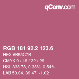カラーコード: RGB 181 92.2 123.6 | qconv.com