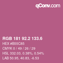 カラーコード: RGB 181 92.2 133.6 | qconv.com