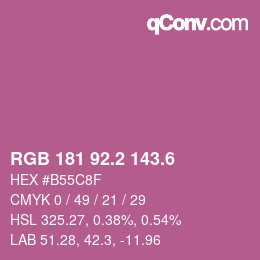 カラーコード: RGB 181 92.2 143.6 | qconv.com
