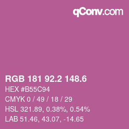 カラーコード: RGB 181 92.2 148.6 | qconv.com