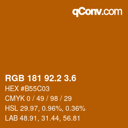 カラーコード: RGB 181 92.2 3.6 | qconv.com