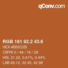 カラーコード: RGB 181 92.2 43.6 | qconv.com