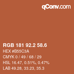 カラーコード: RGB 181 92.2 58.6 | qconv.com