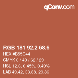 カラーコード: RGB 181 92.2 68.6 | qconv.com