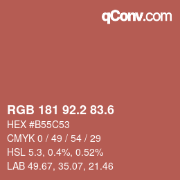 カラーコード: RGB 181 92.2 83.6 | qconv.com
