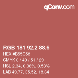 カラーコード: RGB 181 92.2 88.6 | qconv.com