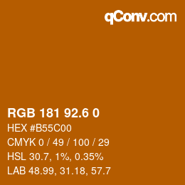 カラーコード: RGB 181 92.6 0 | qconv.com