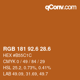 カラーコード: RGB 181 92.6 28.6 | qconv.com