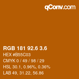 カラーコード: RGB 181 92.6 3.6 | qconv.com