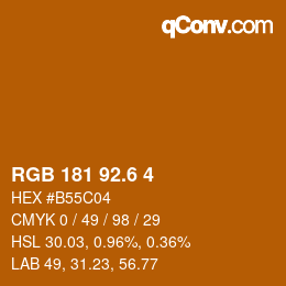 カラーコード: RGB 181 92.6 4 | qconv.com