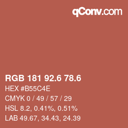 カラーコード: RGB 181 92.6 78.6 | qconv.com