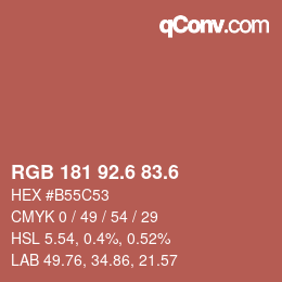 カラーコード: RGB 181 92.6 83.6 | qconv.com