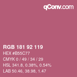 カラーコード: RGB 181 92 119 | qconv.com