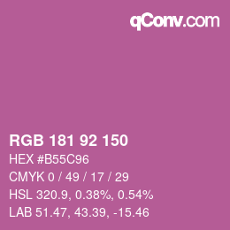 颜色代码: RGB 181 92 150 | qconv.com