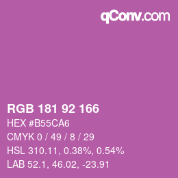 カラーコード: RGB 181 92 166 | qconv.com