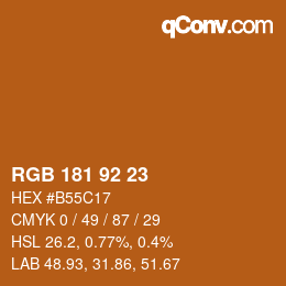 颜色代码: RGB 181 92 23 | qconv.com