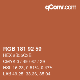 颜色代码: RGB 181 92 59 | qconv.com