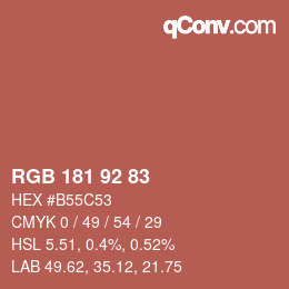 Color code: RGB 181 92 83 | qconv.com