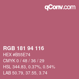 カラーコード: RGB 181 94 116 | qconv.com