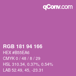 カラーコード: RGB 181 94 166 | qconv.com