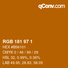 Color code: RGB 181 97 1 | qconv.com