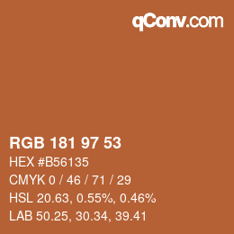 颜色代码: RGB 181 97 53 | qconv.com