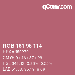 Color code: RGB 181 98 114 | qconv.com