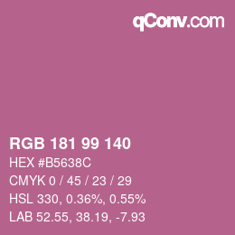 Código de color: RGB 181 99 140 | qconv.com