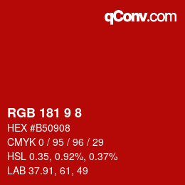 颜色代码: RGB 181 9 8 | qconv.com