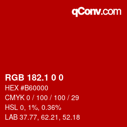 カラーコード: RGB 182.1 0 0 | qconv.com
