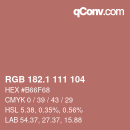 カラーコード: RGB 182.1 111 104 | qconv.com