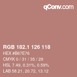 カラーコード: RGB 182.1 126 118 | qconv.com