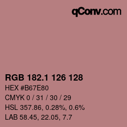 カラーコード: RGB 182.1 126 128 | qconv.com