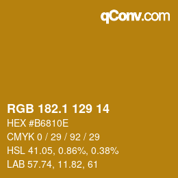 カラーコード: RGB 182.1 129 14 | qconv.com