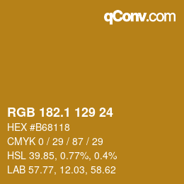 カラーコード: RGB 182.1 129 24 | qconv.com