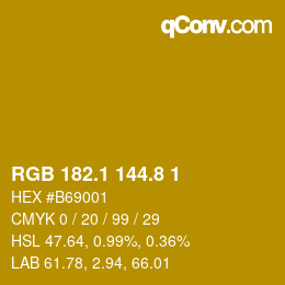 カラーコード: RGB 182.1 144.8 1 | qconv.com