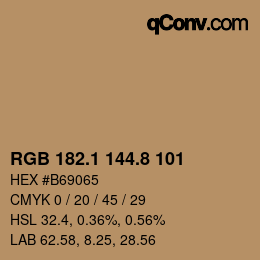 Color code: RGB 182.1 144.8 101 | qconv.com