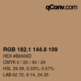 Color code: RGB 182.1 144.8 109 | qconv.com