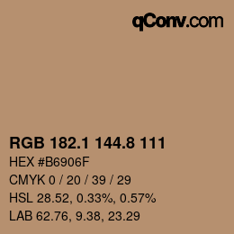 Color code: RGB 182.1 144.8 111 | qconv.com