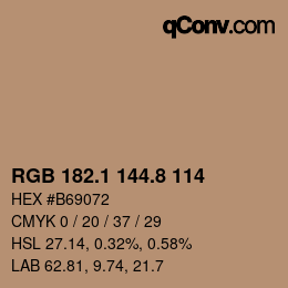 Color code: RGB 182.1 144.8 114 | qconv.com