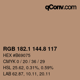 Color code: RGB 182.1 144.8 117 | qconv.com