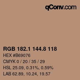 Color code: RGB 182.1 144.8 118 | qconv.com