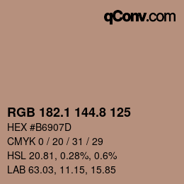 Color code: RGB 182.1 144.8 125 | qconv.com