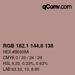 Color code: RGB 182.1 144.8 138 | qconv.com